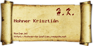 Hohner Krisztián névjegykártya
