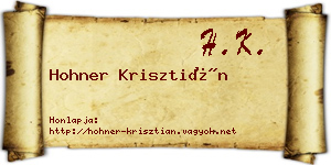 Hohner Krisztián névjegykártya